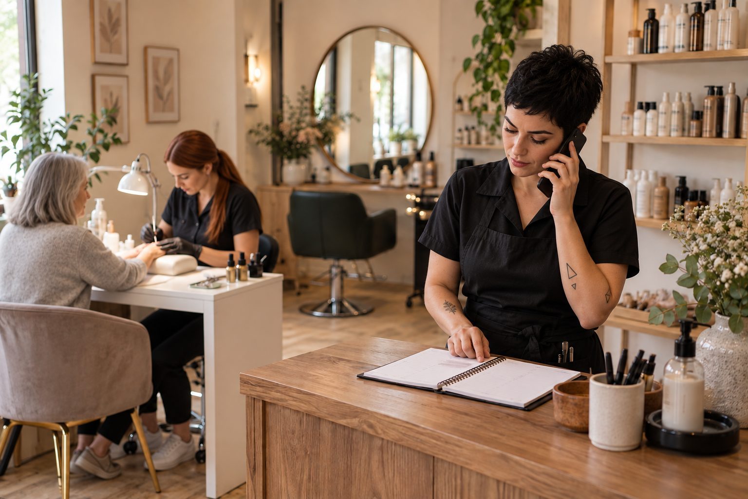 Wnętrze salonu beauty ze stanowiskiem do manicure